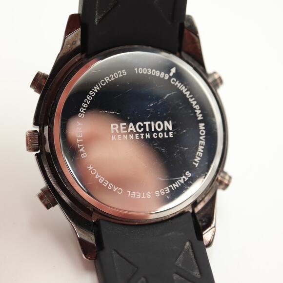 Kenneth Cole Reaction Mens 45mm AnaDigi Watch Black Alarm Chrono w New Battery - Picture 14 of 14